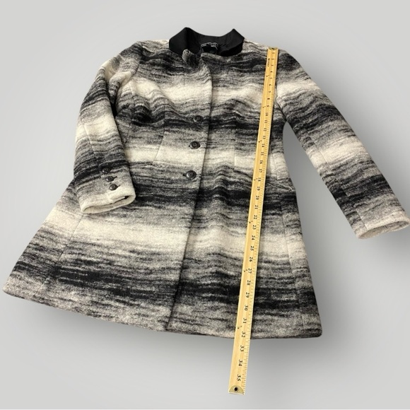 Peruvian Connection Virgin Wool Blend Black,Gray White Ombré Striped Coat Sz 10 - Picture 10 of 13